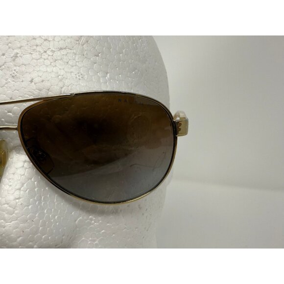 Ralph Lauren RA4004 101/T5 Horn Gold Frame Polarized Brown Aviator Sunglasses - Picture 7 of 10